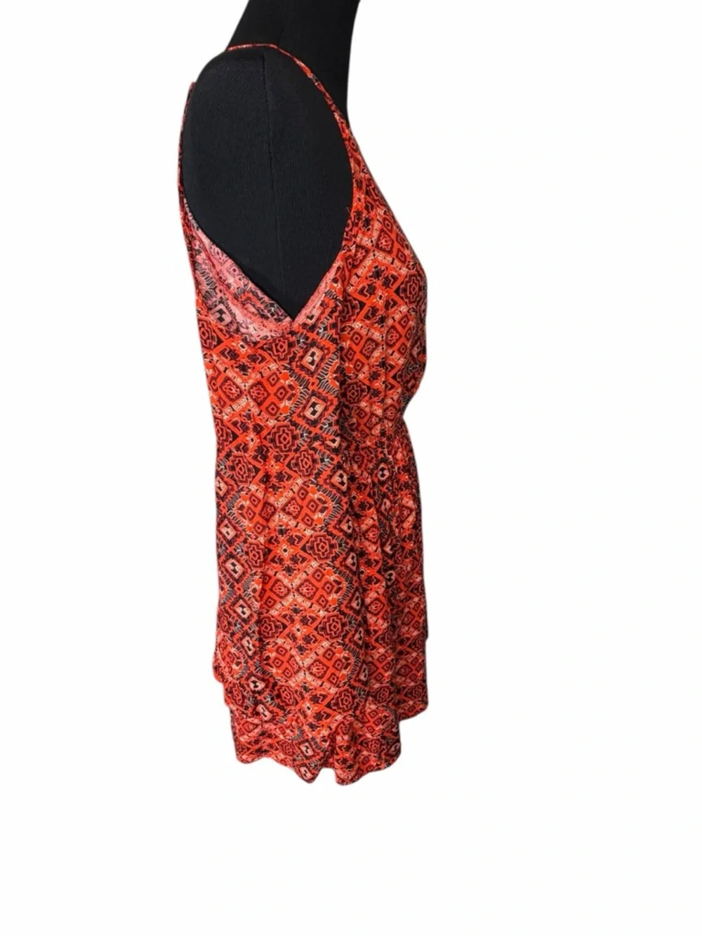ABERCROMBIE & FITCH RED ORANGE GEOMETRIC COLD SHOULDER DRESS SIZE SMALL